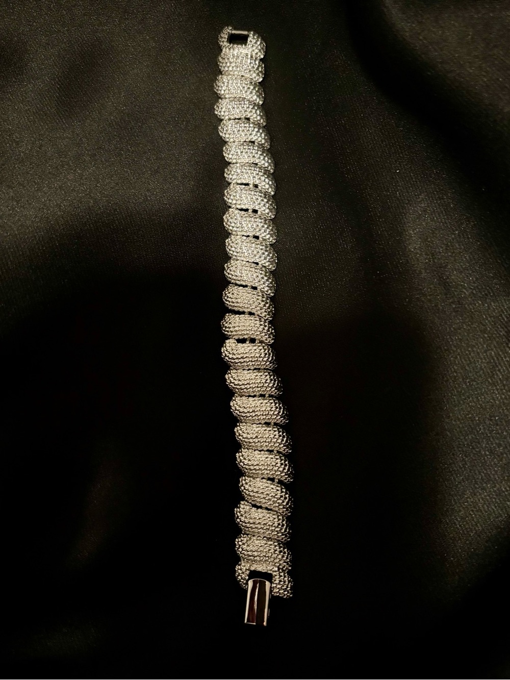 Signed Napier Silver-Tone Textured Bracelet